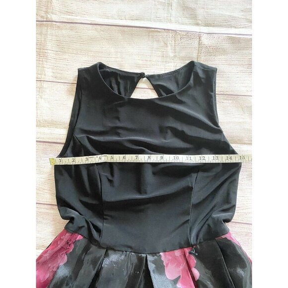 Eliza J Women's Jersey Black And Red Floral Ball Gown - 4 - Picture 10 of 13